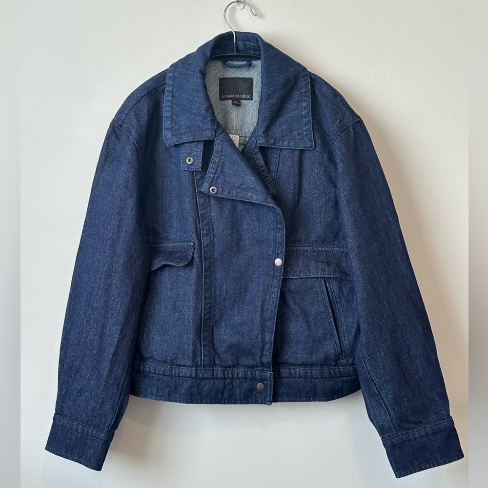 NWT Banana Republic Amelia Denim Jacket, Size Medium, Navy Blue